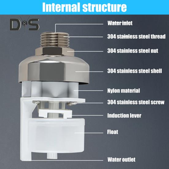 Automatic Float Valve Fully Automatic Food Grade Material Hard Shell High Reliability No Electricity Water Level Control 304 Stainless Steel Water