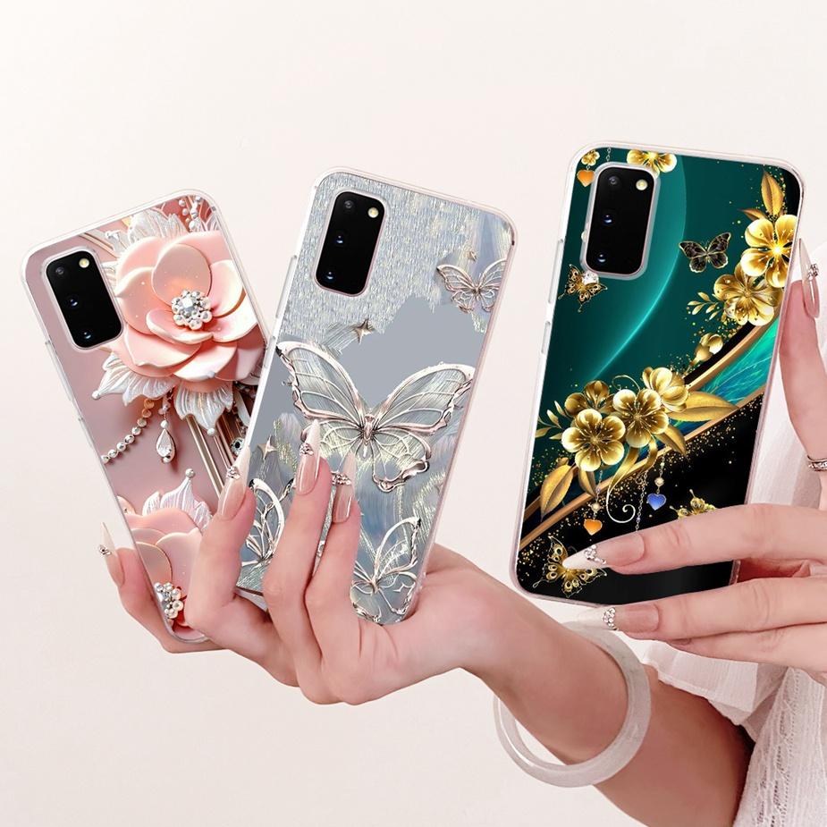 Чехол для Samsung Galaxy S20 Plus SM-G985F Роскошный Чехол с Рисунком Цветов и Бантом Мягкий Силиконовый Чехол для Samsung S20+ S 20 Plus 5G Сумки