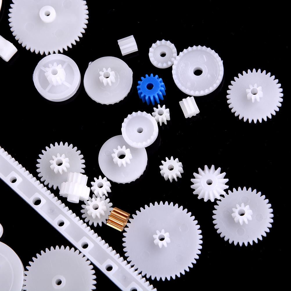 60 Pcs Plastic Gear Set Diy Rack Pulley Belt Worm Single Double Gears