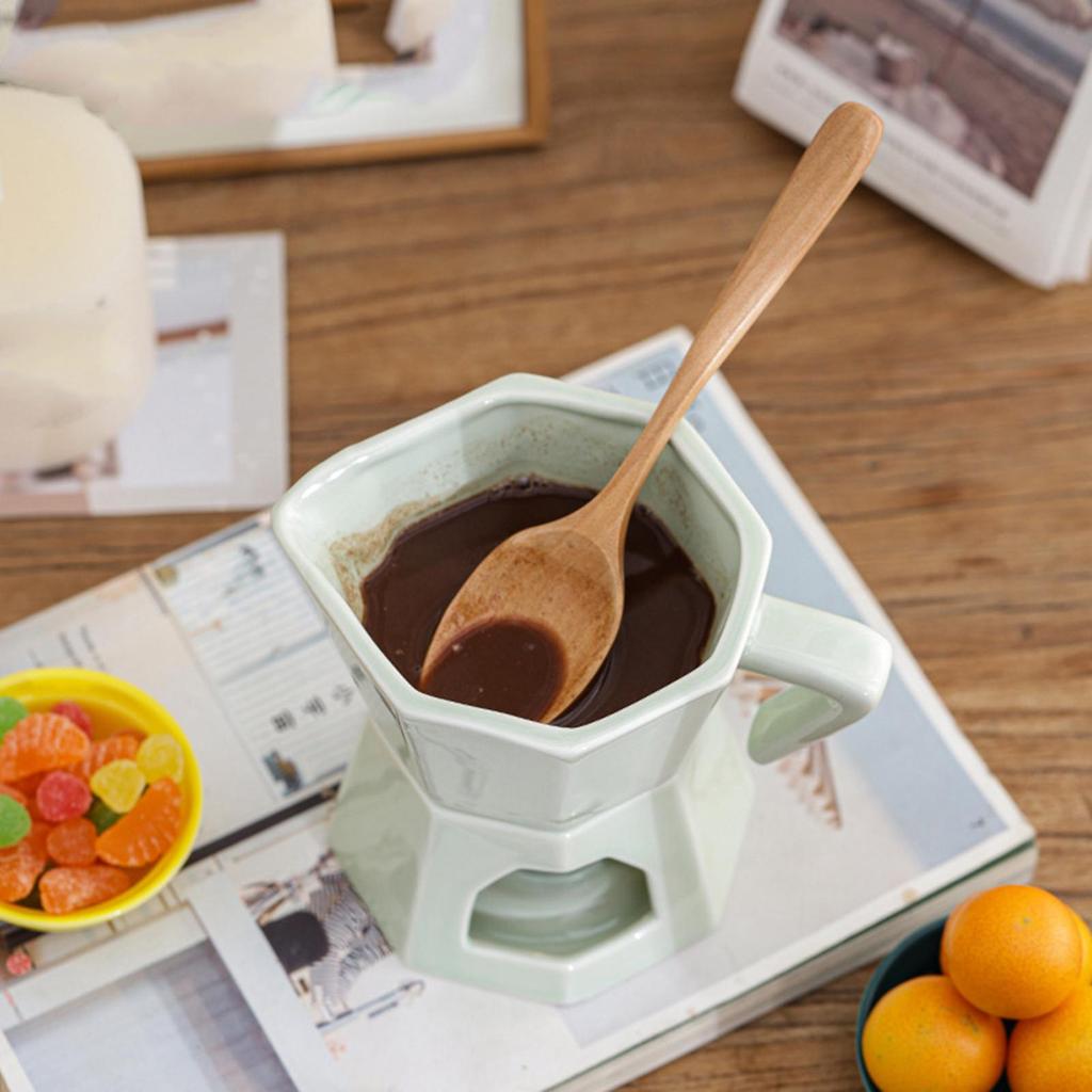 Small Fondue Pot Butter Warmer Melting Even Heating Chocolate Fondue Cup Ceramic Mug for Birthday Christmas Holiday Party Office