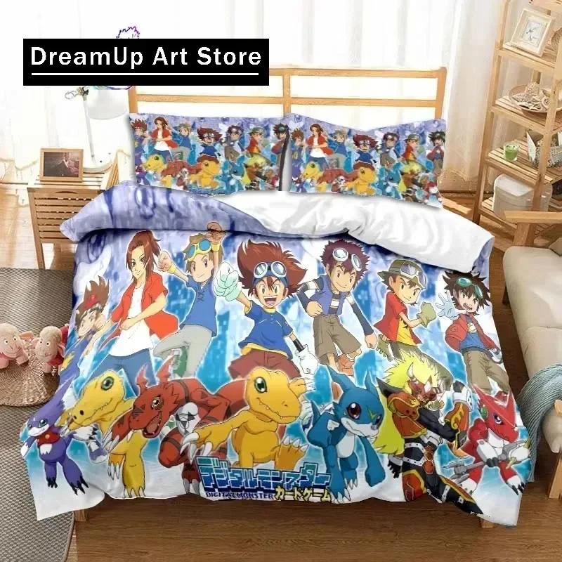 Набор постельного белья Digimon Adventure Аниме Односпальный Двуспальный Полный Queen King Размер Набор для кровати Взрослый Ребенок Спальня Приключение Монстр Мультфильм Постельное белье