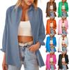Women's Fashion Solid Color Loose Casual Single-Breasted Long Sleeve Shirt
