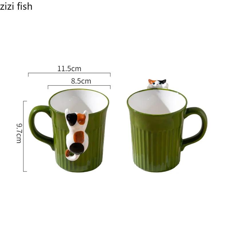 Ceramic Hanging Cat Cup Cartoon Cute Water Cup Household Coffee Cup Beverage Cups Tea Cups Couple Cups Creative Ceramic Mug