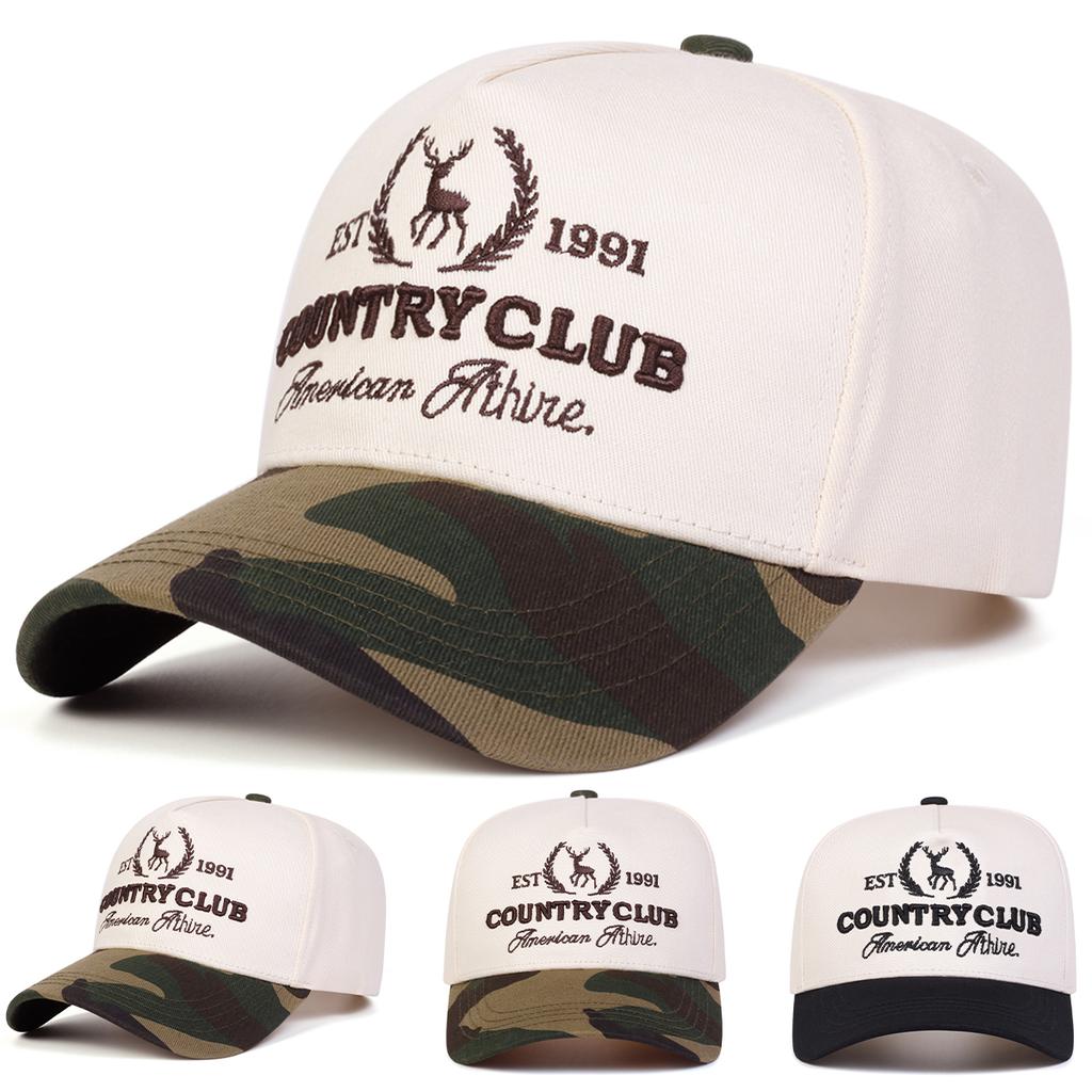 Men Letter Little Deer Embroidered Patchwork Baseball Cap Five-sided Hat Outdoor Sunscreen Leisure Hat Spring Autumn Travel Tourism Beach Vacation