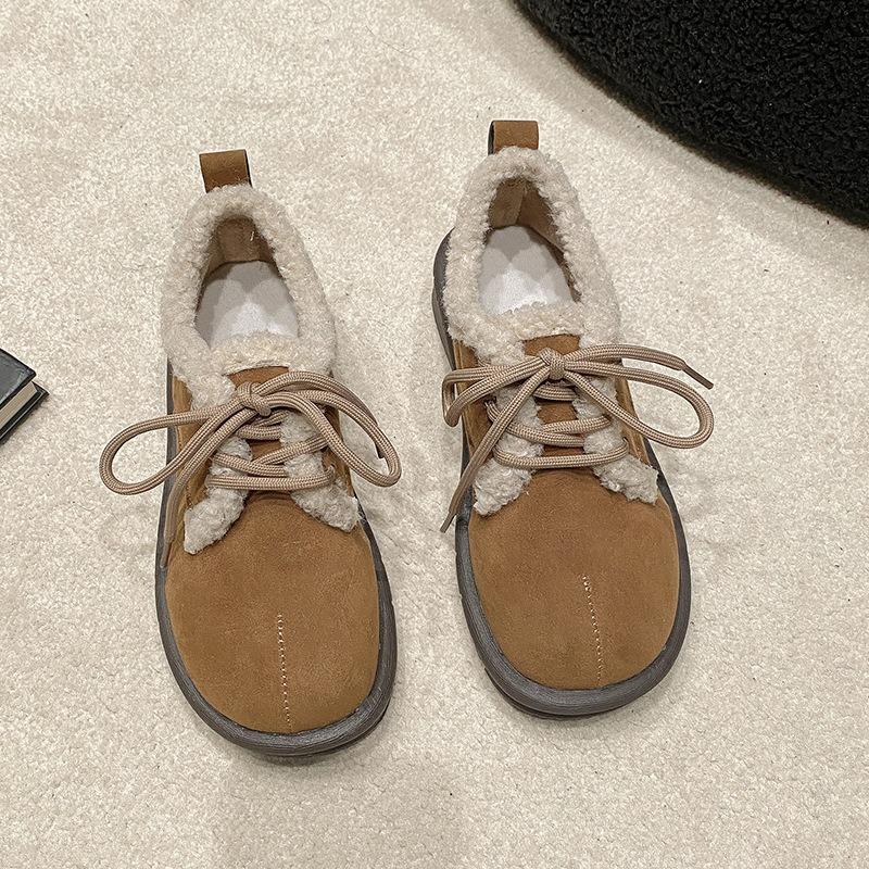 Модные повседневные женские туфли из хлопка с мягкой подошвой, дизайнерские зимние теплые туфли корейского дизайнера для женщин