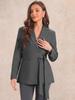Женский блейзер на одной пуговице Allegra K, офисный лацкан, длинный рукав, жакет с поясом, пиджак, темно-серый, размер S
