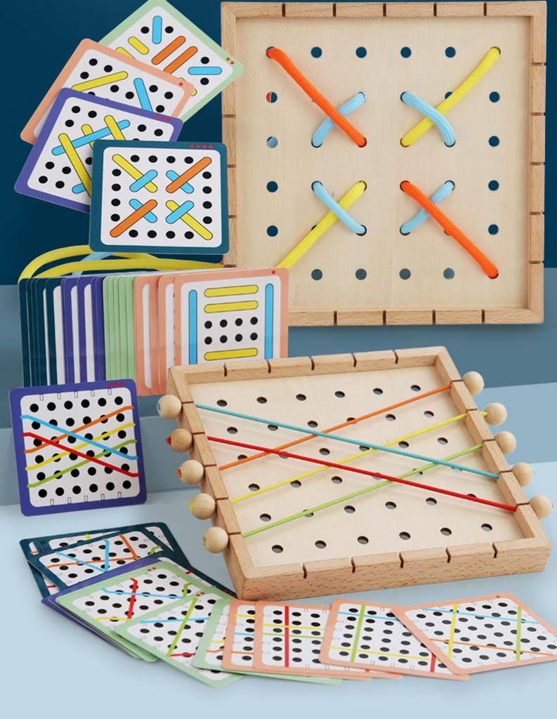Детские Монтессори Игры на мышление Игрушки для нанизывания Логические веревочные головоломки Подбор пар Креативные интеллектуальные игры Ранние развивающие игрушки