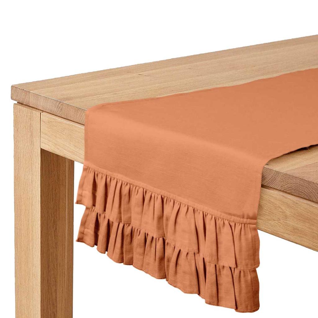 Vargottam Розовый домашний декор, стильная свадебная вечеринка, праздничный декор для сервировки стола, сплошная дорожка для стола с двойной оборкой - 14 x 108