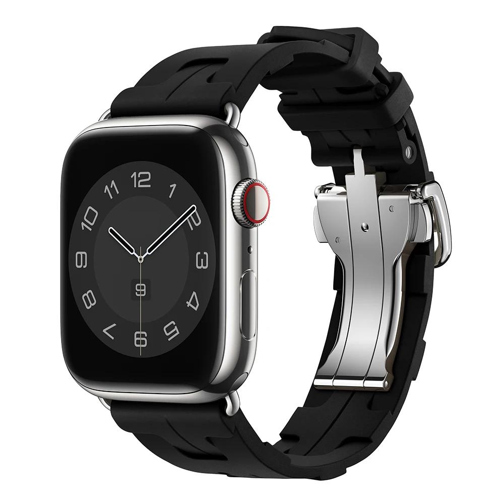 Ремешок Kilim Single Tour для Apple Watch 45 мм 44 мм 42 мм 41 мм 38 мм со складной застежкой, силиконовый браслет iWatch Ultra 2 49 мм