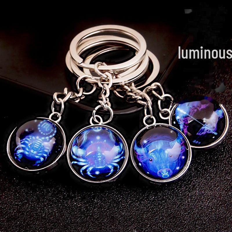 Spherical Luminous Crystal Zodiac Keychain - Virgo & Leo