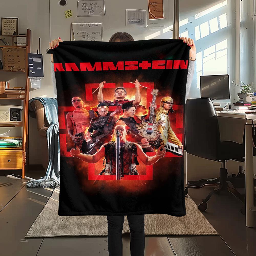 1 шт. Фланелевое одеяло с принтом группы Rammstein, Высококачественное, Для всех сезонов, Декор для дома, Тепло и комфорт, Идеально для рождественских подарков