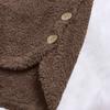 Women Plus Size Button Plush Tops Hooded Loose Cardigan Wool Coat Winter Jacket