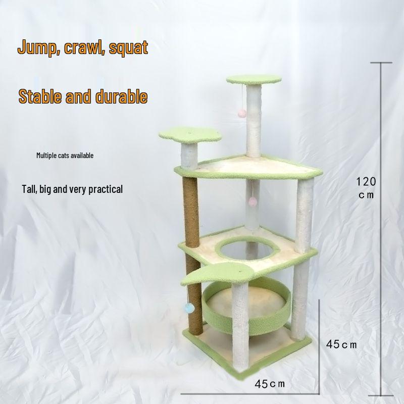 Колонна для восхождения кошек: Универсальная платформа для прыжков и когтеточка Four Seasons с рамкой-гнездом