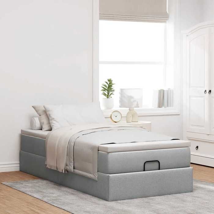 Maison Exclusive - Cadre de lit ottoman et matelas gris clair 90x200 cm tissu