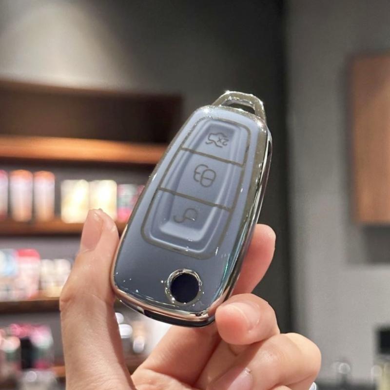 Чехол для автомобильного ключа, держатель для ключей с брелком для Ford Fiesta Focus Galaxy Fusion Mondeo C-Max Kuga Ecosport