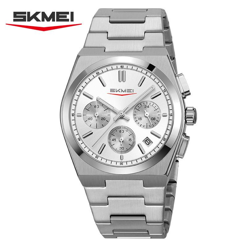 Skmei Роскошные мужские часы Водонепроницаемые Люминесцентные Хронограф Дата Часы из нержавеющей стали для мужчин Кварцевые Военные мужские часы