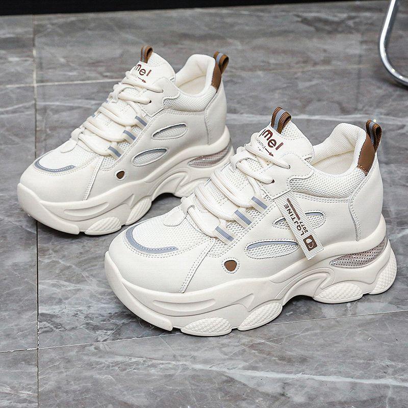 Новые женские туфли на платформе, сетчатые дышащие женские кроссовки с мягкой подошвой, нескользящие, повседневные спортивные белые туфли Zapatillas De Deporte