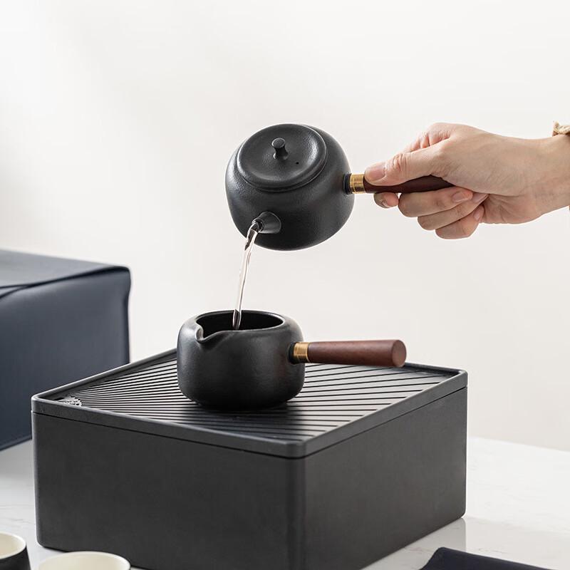 Portable Zen Black Dry Landscape Travel Tea Set Gift