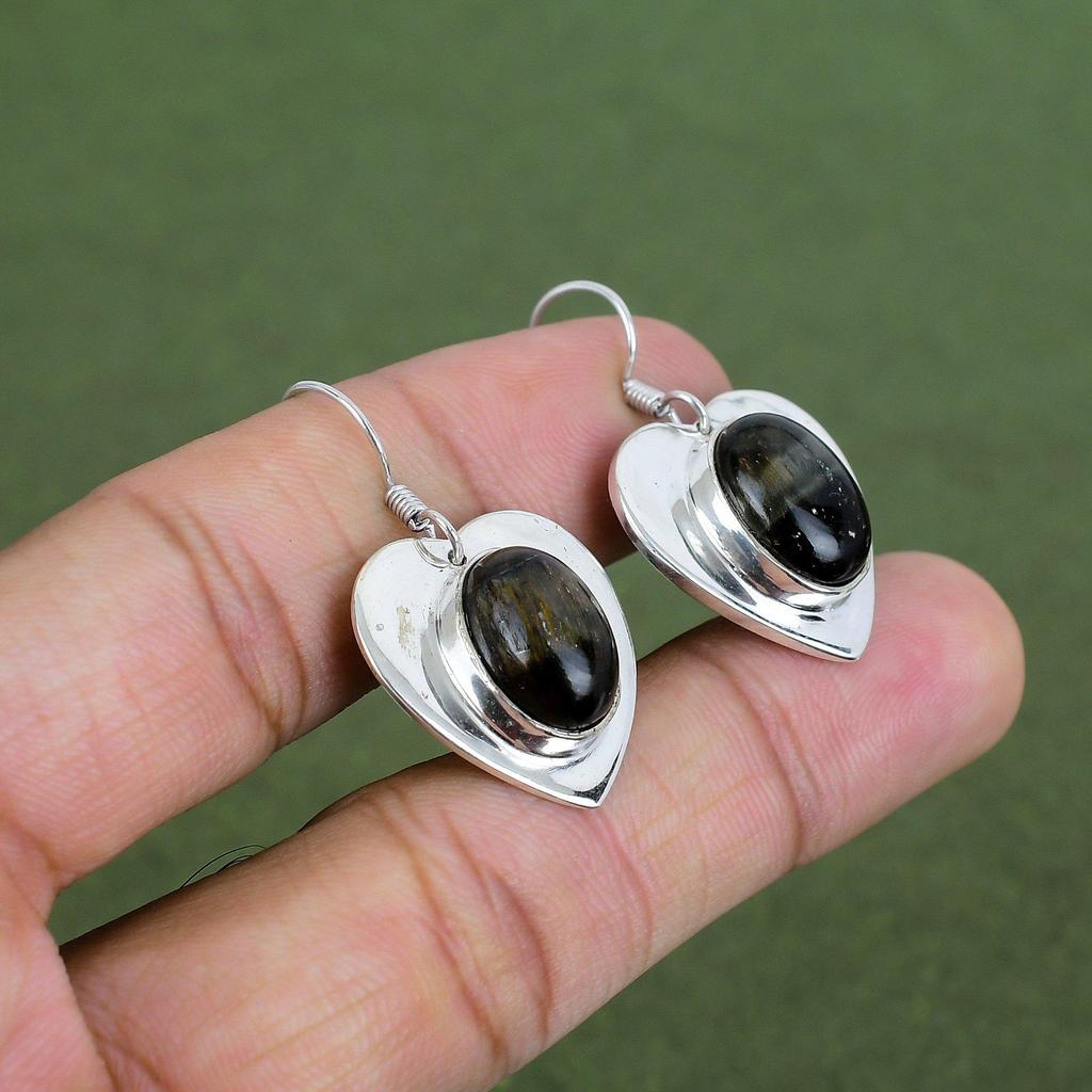Серьга из питерсита Серьга из стерлингового серебра 925 пробы Серьги с натуральными камнями Ювелирные изделия из питерсита Серьга ручной работы Подарки для мамы Серебряные украшения