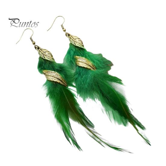 1 пара серег-крючков в стиле ретро с золотыми листьями, длинные кисточки, богемные гипоаллергенные элегантные серьги-капли с перьями, повседневная одежда
