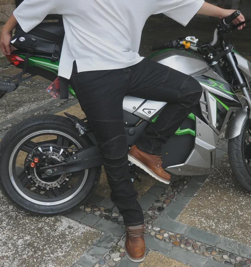 Мужские облегающие джинсы для мотоциклистов с наколенниками - брюки для езды на весну и осень