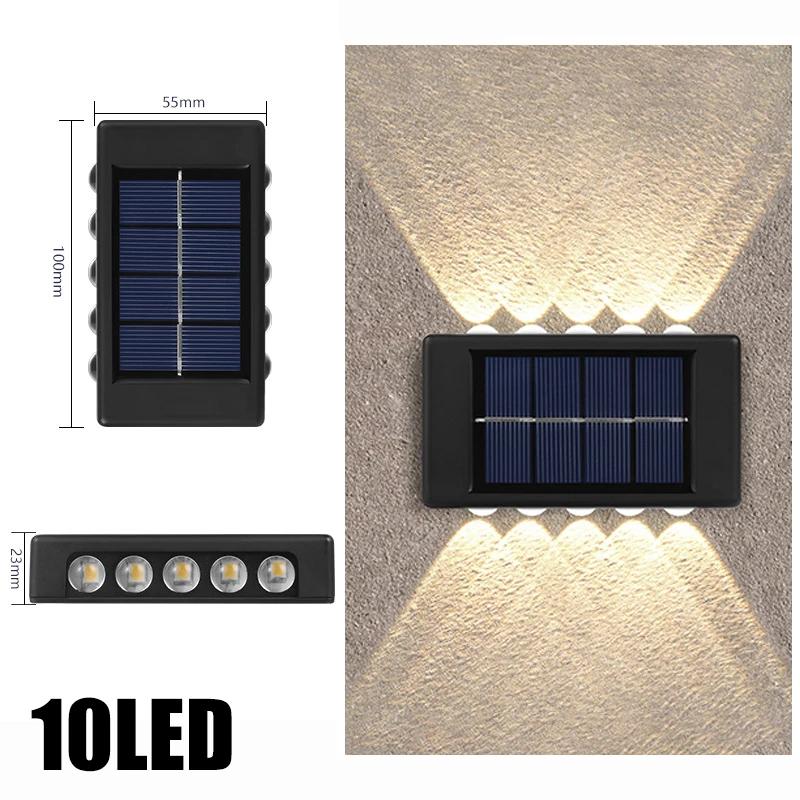 10/8/6/4LED Solar Wall Lamp Outdoor Waterproof Up and Down Luminous Lighting for Garden Fence Decoration Sunlight Light