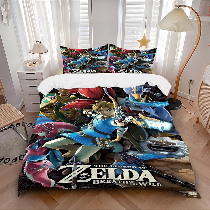 Zelda Breath Wild Adventure Print 3Pcs Bedding Setduvet Cover With 2 Bedropillowcase Home Birthday Gift