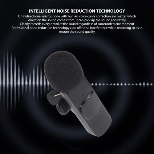 ASHATA 2.4G Wireless Lavalier Lapel Microphone, Rechargeable, Noise Reduction, Cordless Omnidirectional Condenser Recording Microphone with 3.5mm Inte