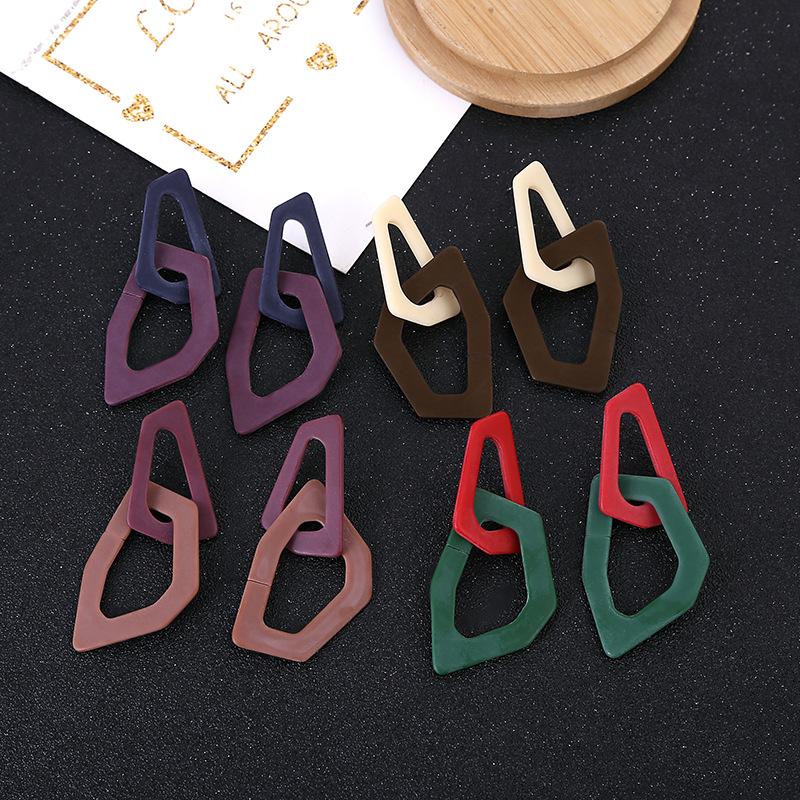 Korean Geometric Block Color Blocking Fashionable Earrings with Exaggerated Personality Acrylic Earrings