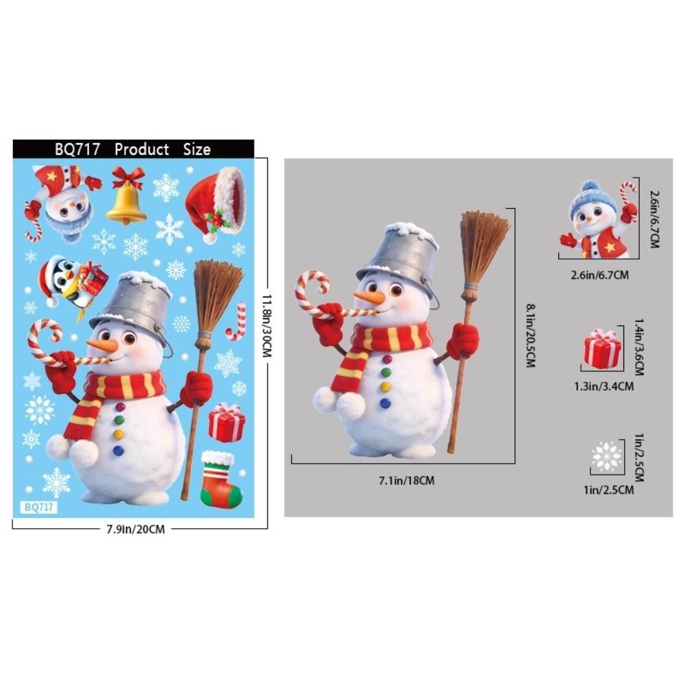 Multicolor Cartoon Santa Glass Decals Decorative Static Sticker  Home Decoration