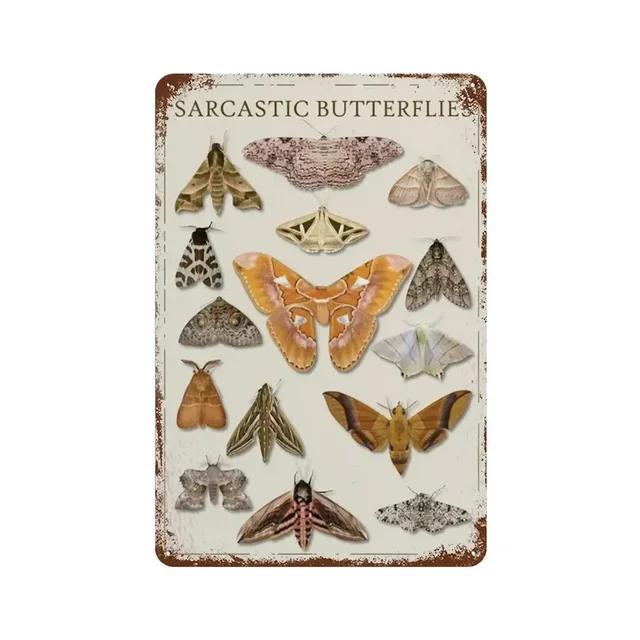 Vintage Butterfly Insect Plant Collection Chart Metal Tin Sign Retro Aesthetic Art Decor for Living Room Wall Home Decor Poster