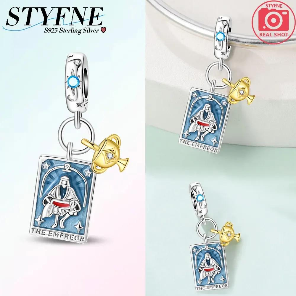 Pink Tarot Card Pendant Bead Component Stars Moon Sun Authentic Original Copper Metal Charm Bead Components Bead Components Compatible With Bracelet