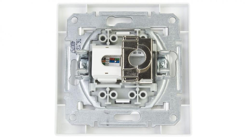 Asfora Cat.5E Rj45 + Rj12 Telecommunication Socket White With Frame Eph4900121