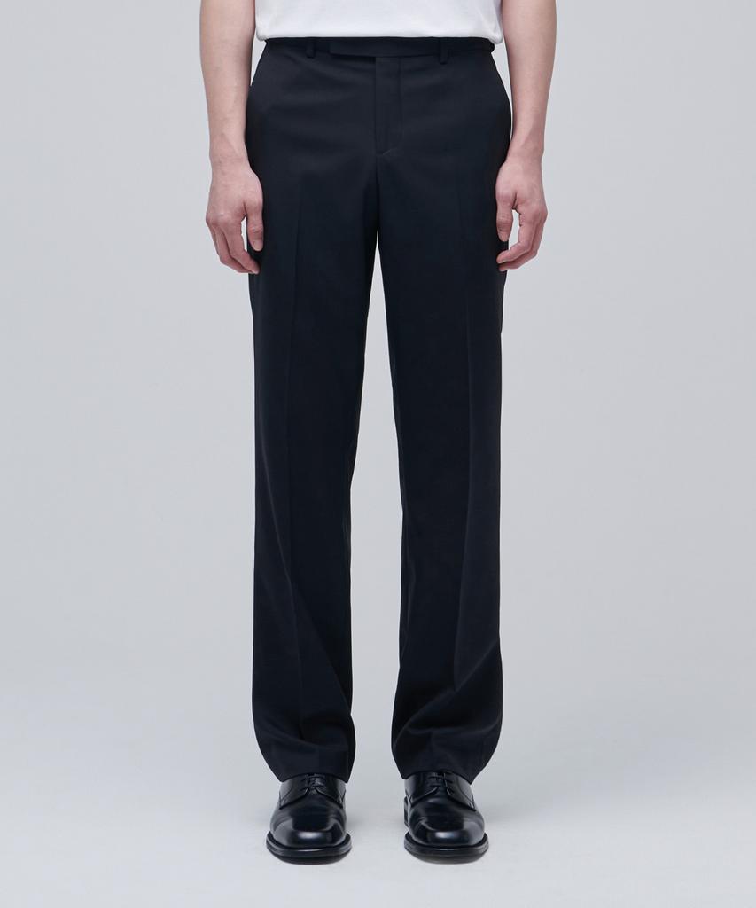 MUSINSA STANDARD Wool Blend Semi-Wide Hidden Elastic Waist Slacks [Navy]