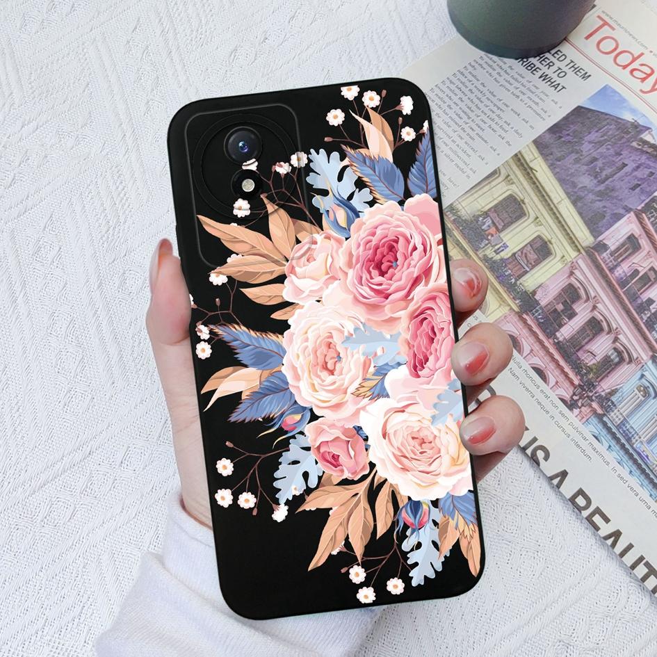 Чехол для Vivo Y02 Y02S Y91C Y11 Y12 Y70 Y72 Y73 Y20 Y51 Y16 Модный защитный цветок авокадо Жидкий силиконовый бампер для чехлов для телефонов Vivo Coque Fundas