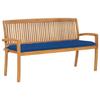 Stackable Garden Bench and Cushion 159 Cm, vidaXL Solid Teak Wood.