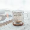 Кружка для кофе 340 мл, кофейная чашка в вертикальную полоску, прозрачное стекло без крышки, большая вместимость, штабелируемая, стакан для воды, чашка для напитков