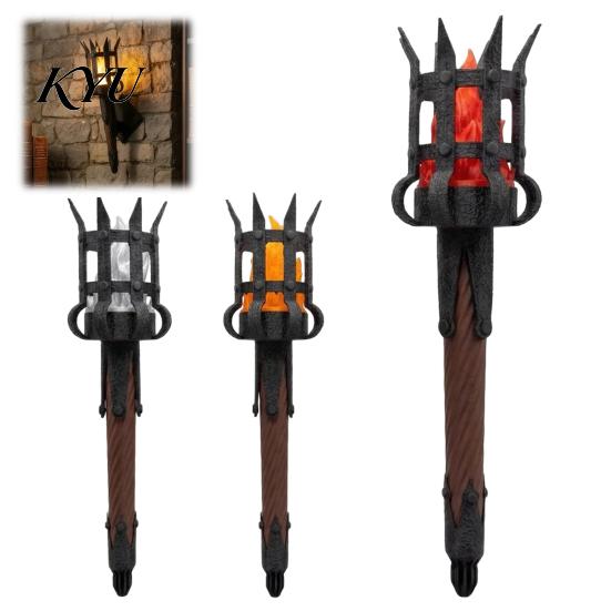 Vintage Torch for Themed Party Medieval Wall Sconce, LED Gothic Castle Decor Lamp, Exhibition Hall Realistic Flickering Flame Light Home Halloween