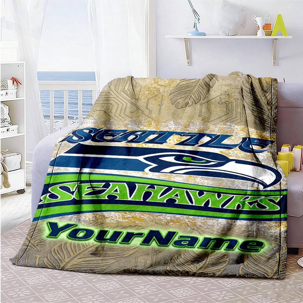 Seattle Seahawks Personalized Name Blanket Lightweight Personalized Blanket Ultrasoft Suitable For Couch Office Chair Home Decor Chair
