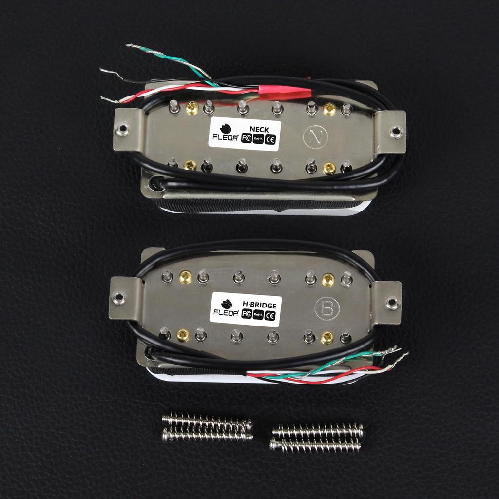 FLEOR Набор звукоснимателей для грифа+бриджа Звукосниматели-хамбакеры с двойной катушкой для электрогитары Замена звукоснимателей-Белый