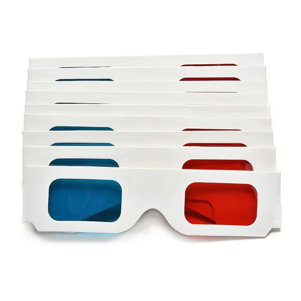10Pcs Cyan Movie Game Glasses 3D TV Cardboard Paper Glasses Universal 3D Glasses
