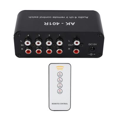 Аудиопереключатель 1 вход 4 выхода DC 12V RCA селектор сигнала аудиоразветвитель с пультом дистанционного управления