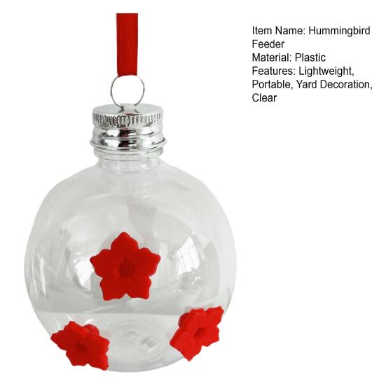 Hanging Hummingbird Feeder Round Clear Outdoor Hummingbird Water Dispenser with 3 Flower Ports for Yard Decoration