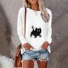 Забавные женские футболки с принтом черного кота, осенняя модная футболка с длинными рукавами, повседневные свободные уличные топы