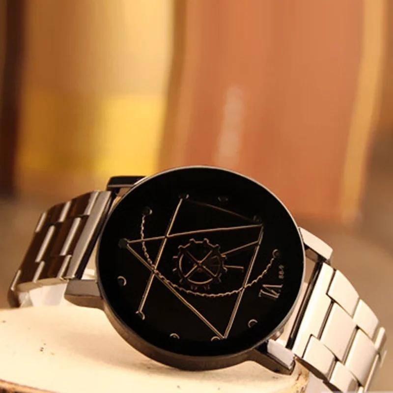 1 шт. модные новые женские мужские часы из нержавеющей стали ретро кварцевые аналоговые наручные часы