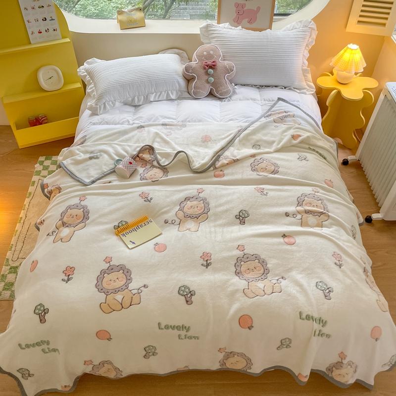 Autumn Warm Cute Bear Blankets for Bed Soft Cartoon Bedspread Comfortable Coral Fleece Throw Blanket Sofa Single Double Blanket