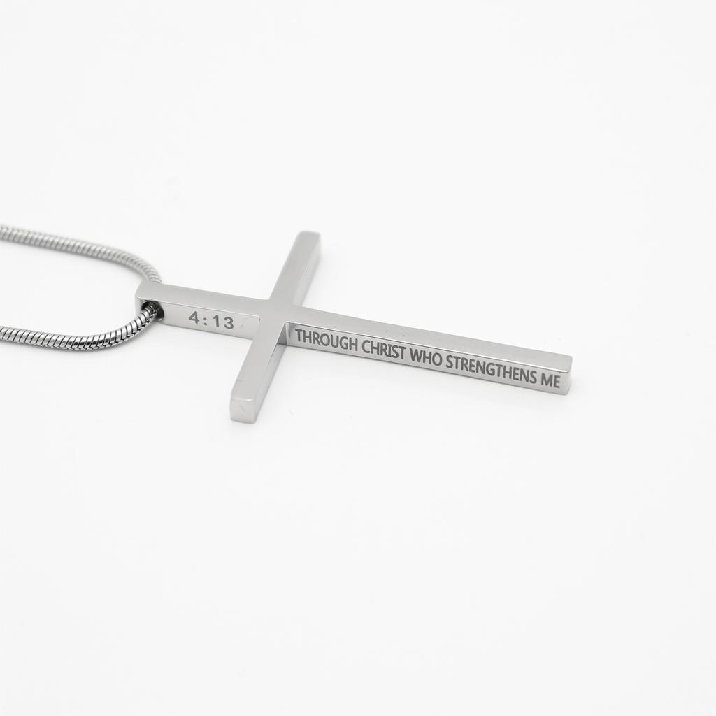 Ожерелье-крест с гравировкой из титановой стали, мужское, из титановой стали с золотым покрытием, ювелирное изделие для пары, студенческий кулон, модное мужское ожерелье-подвеска