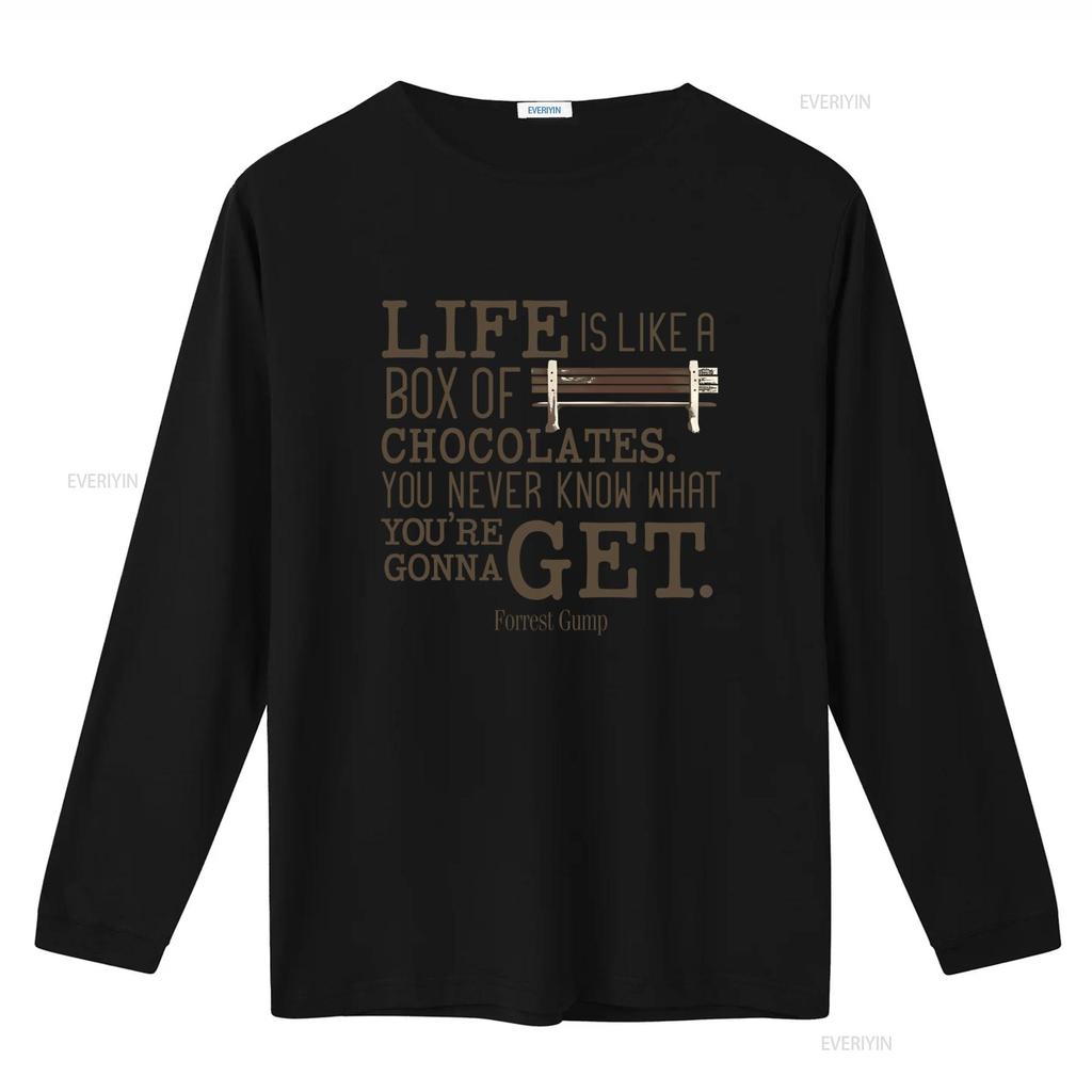 Life Is Like A Box Of Chocolates Forrest Gump Quote T Shirt Unique Design for Movie Fans vintage Washed homme Slightly