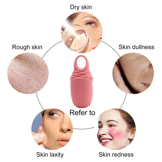 Ice Mold Reusable Rose Shape Silicone Ice Roller Ergonomic Design Skin Care Ice Cube Face Roller for Women