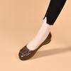 Thick Heel Shallow Mouth Single Shoes Women's 2025 Autumn New Round Head One Pedal Women's Shoes Mother Small Leather Shoes Flat Beanie Shoes
